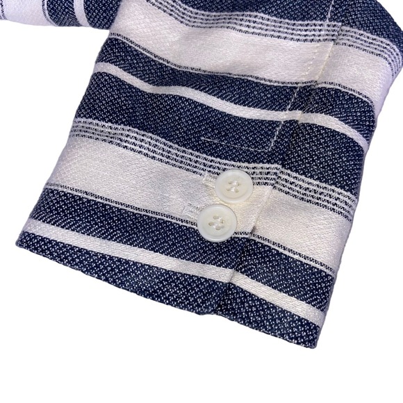 Ann Taylor LOFT NWT Strip Linen Blend Minimalist Classic Career Button Blazer 4 - Picture 8 of 9